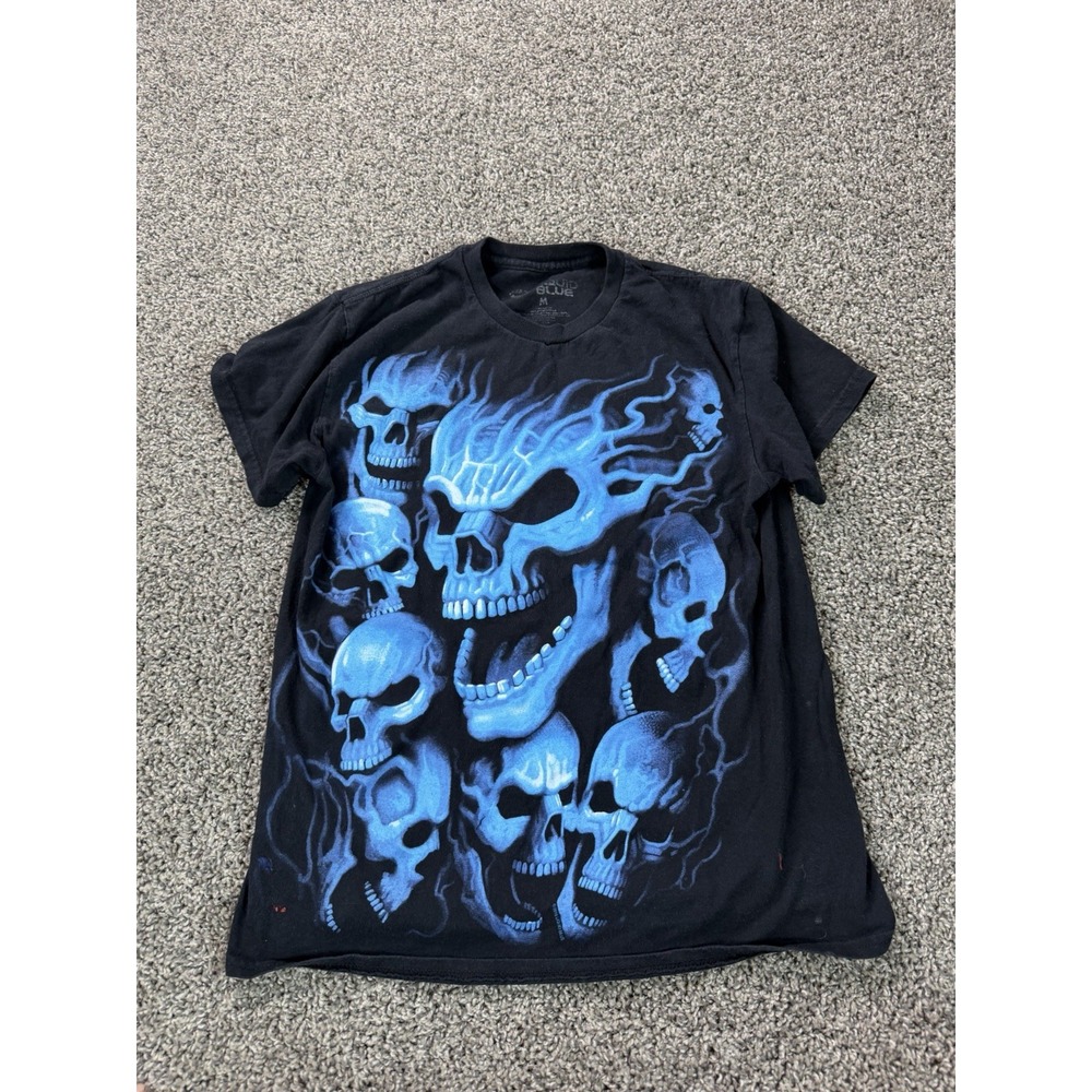 Liquid Blue Vampire Skull Short Sleeve T Shirt Men's Size Medium Black